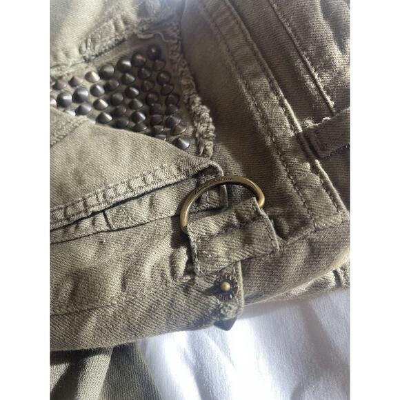 Zadig & Voltaire Green Studded Distressed London Grunge Straight Leg Jeans 25 - Picture 9 of 9